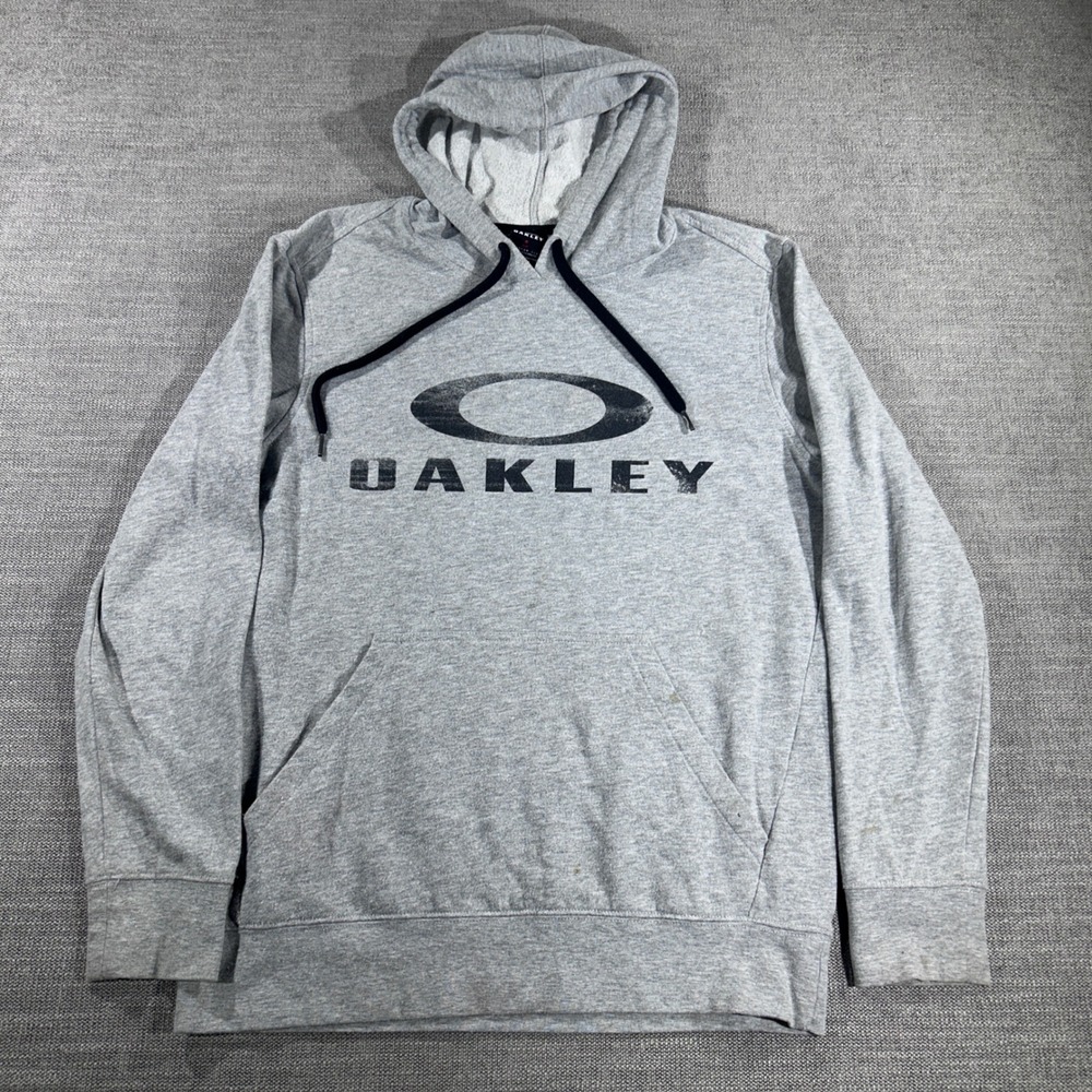 Oakley Hoodie Mens Small Gray‎ Good Distressed Logo Pullover Regular Fit 1365